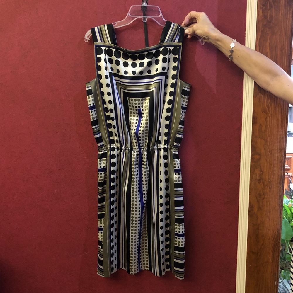 Purple and black cocktail dress with belt